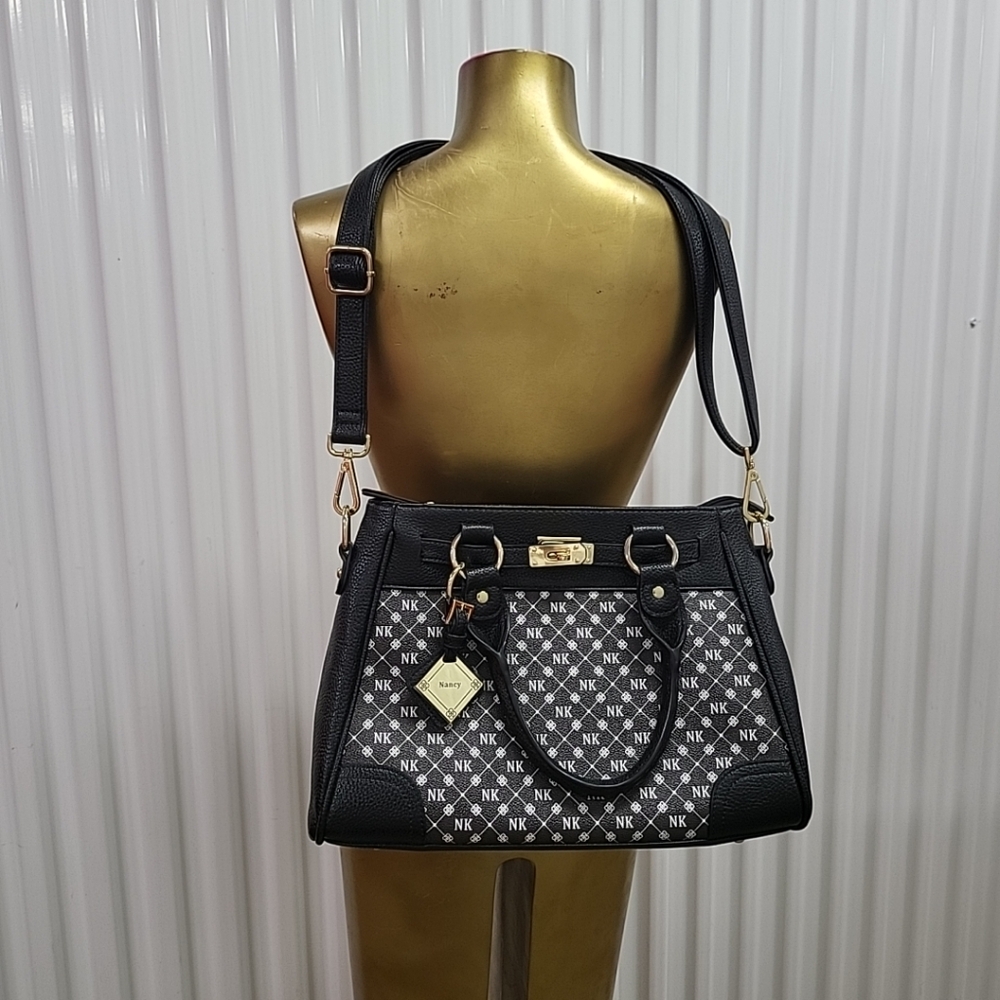 The Danbury Mint Hangbag Initial Purse NK Nancy NWOT Clutch Convertible B & W